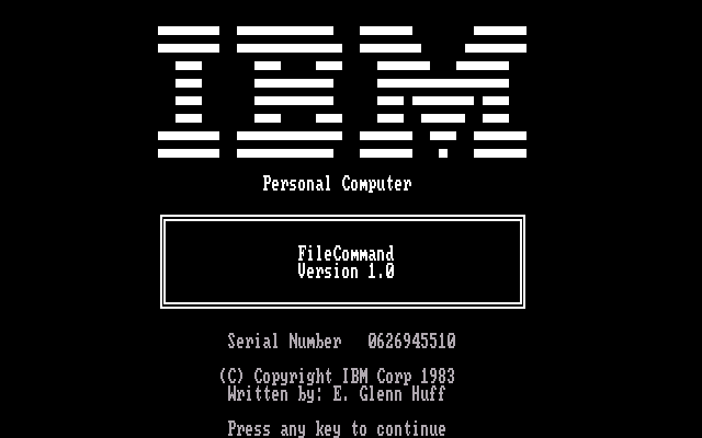 IBM FileCommand 1.00 - Splash